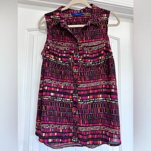 Apt 9 multicolor button up sleeveless top